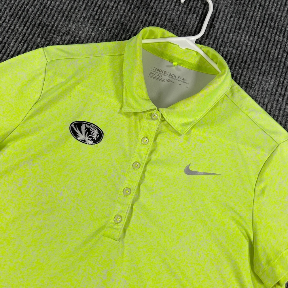 Missouri Tigers Mizzou Polo Shirt Womens Medium Neon Green Short Sleeve SEC NCAA